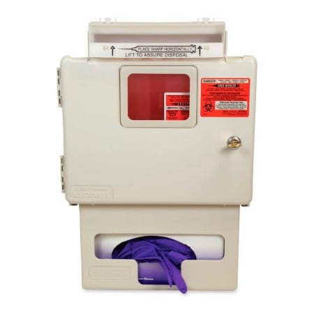 Covidien Covidien SharpStar Wall Mount In-Room Sharps Cabinet with 5-Quart Sharps Container & Glove Dispenser CVDSSGB10056H